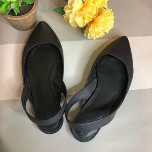 Vince Black Leather Slingback Flats